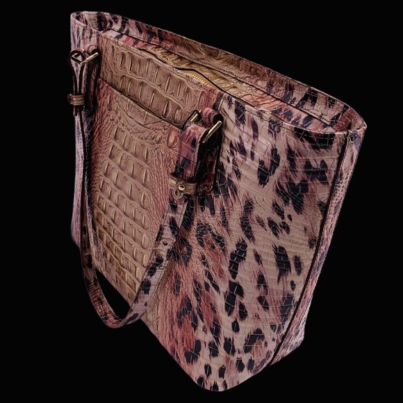 BRAHMIN MEDIUM MISHA PROWL CHEETAH PINK GOLD TOTE - Picture 4 of 12